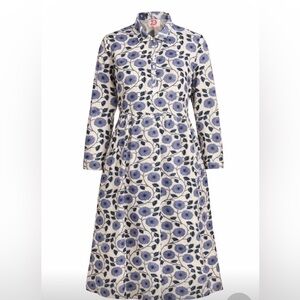Victoria Dunn Dress XL Blue Purple Floral Shirt Dress Button Front A-Line Cotton
